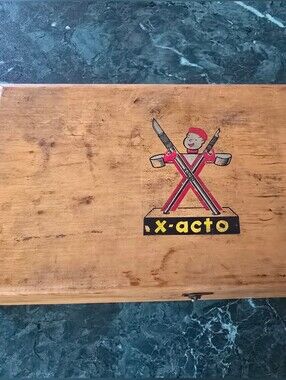 Vintage X-Acto No.86 Hobby Chest Wood Box Knife Set Blades Tools Model Craft